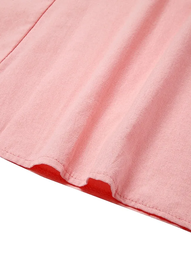 Casual Dress Cotton Dress Shift Dress Midi Dress Blue Pink Khaki Sleeveless Pure Color Pocket Spring Summer Crew Neck Basic Daily Vacation Weekend Loose Fit  S M L XL XXL for Women