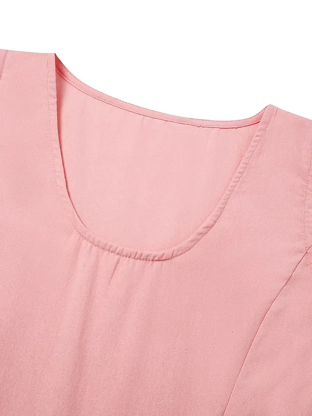 Casual Dress Cotton Dress Shift Dress Midi Dress Blue Pink Khaki Sleeveless Pure Color Pocket Spring Summer Crew Neck Basic Daily Vacation Weekend Loose Fit  S M L XL XXL for Women
