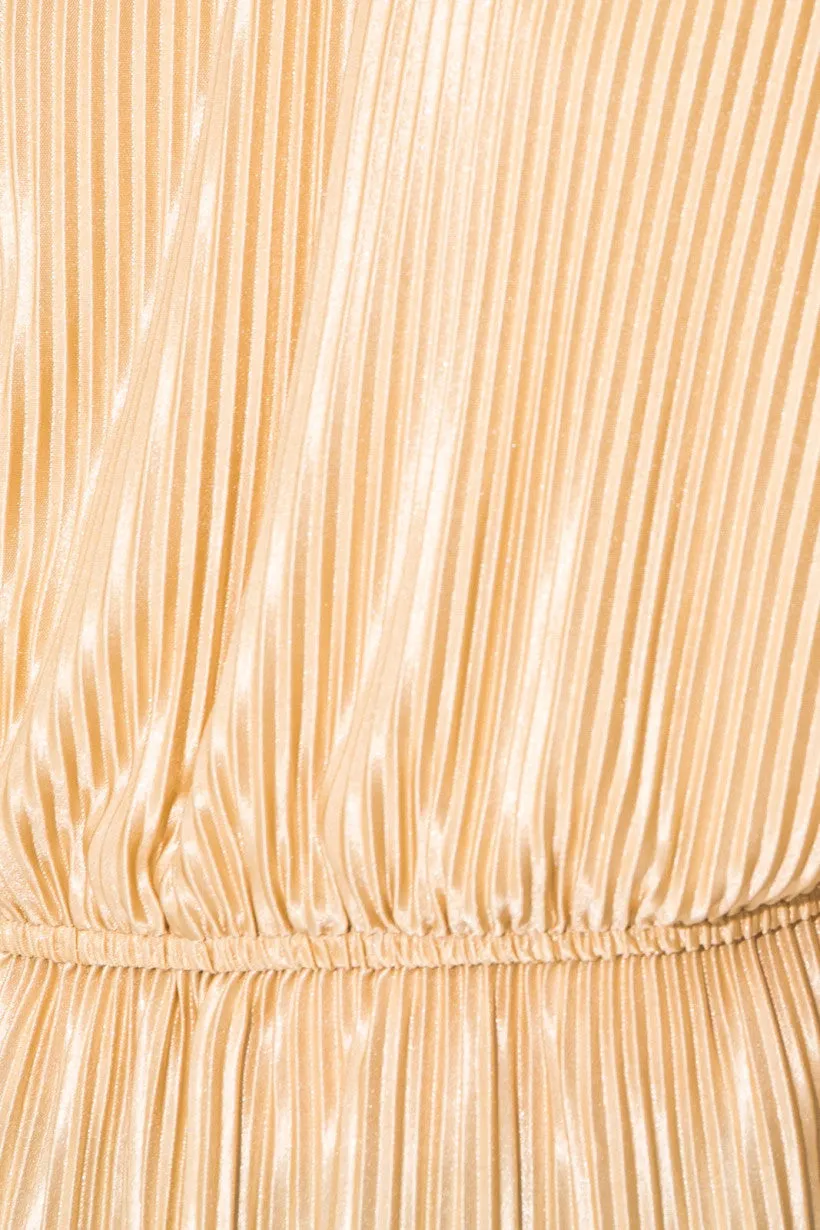 Champagne Pleated Peplum Top
