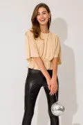 Champagne Pleated Peplum Top