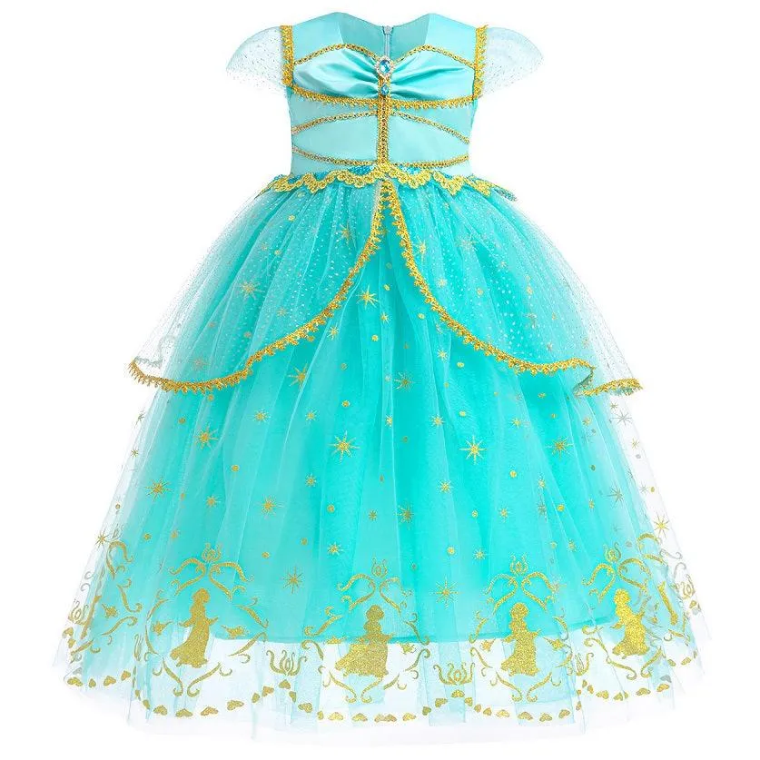 Children's Halloween Movie Cosplay Costumes Fairytale Magic Costume Girls' Pearl Embroidered Princess Dress Carnival Birthday Banquet Stage Performance Dress