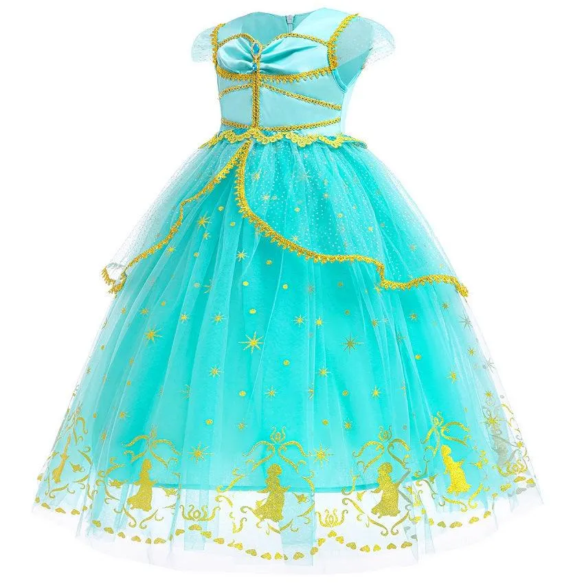 Children's Halloween Movie Cosplay Costumes Fairytale Magic Costume Girls' Pearl Embroidered Princess Dress Carnival Birthday Banquet Stage Performance Dress