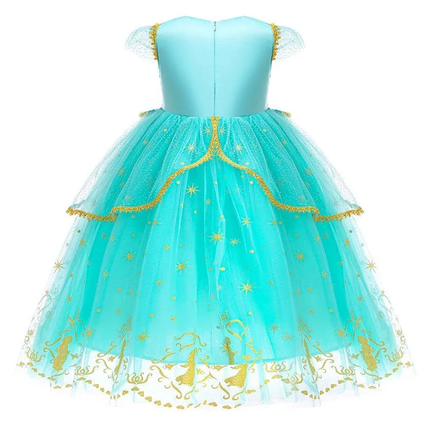 Children's Halloween Movie Cosplay Costumes Fairytale Magic Costume Girls' Pearl Embroidered Princess Dress Carnival Birthday Banquet Stage Performance Dress
