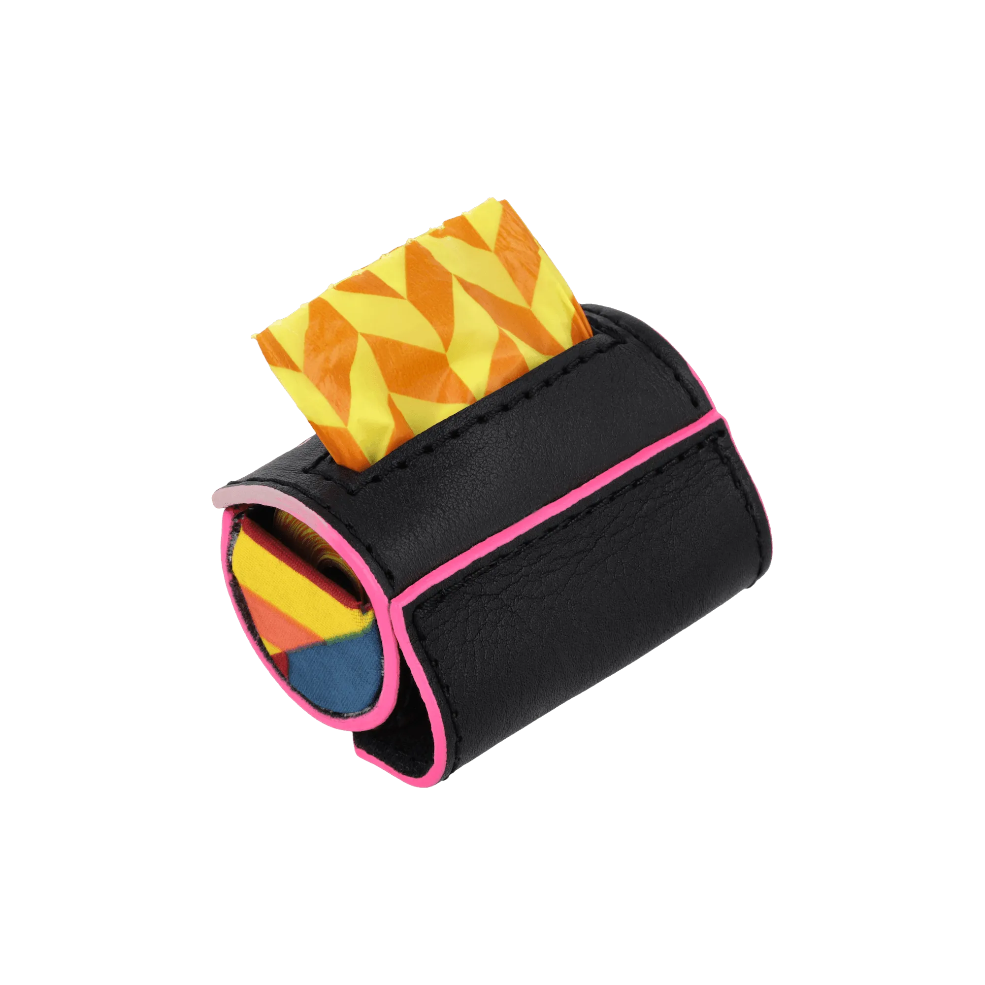 Clip-On Poo Bag Holder | Black Pink Edge