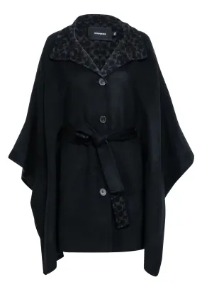 Coach - Black & Grey Wool Blend Double Face Cape Sz M/L