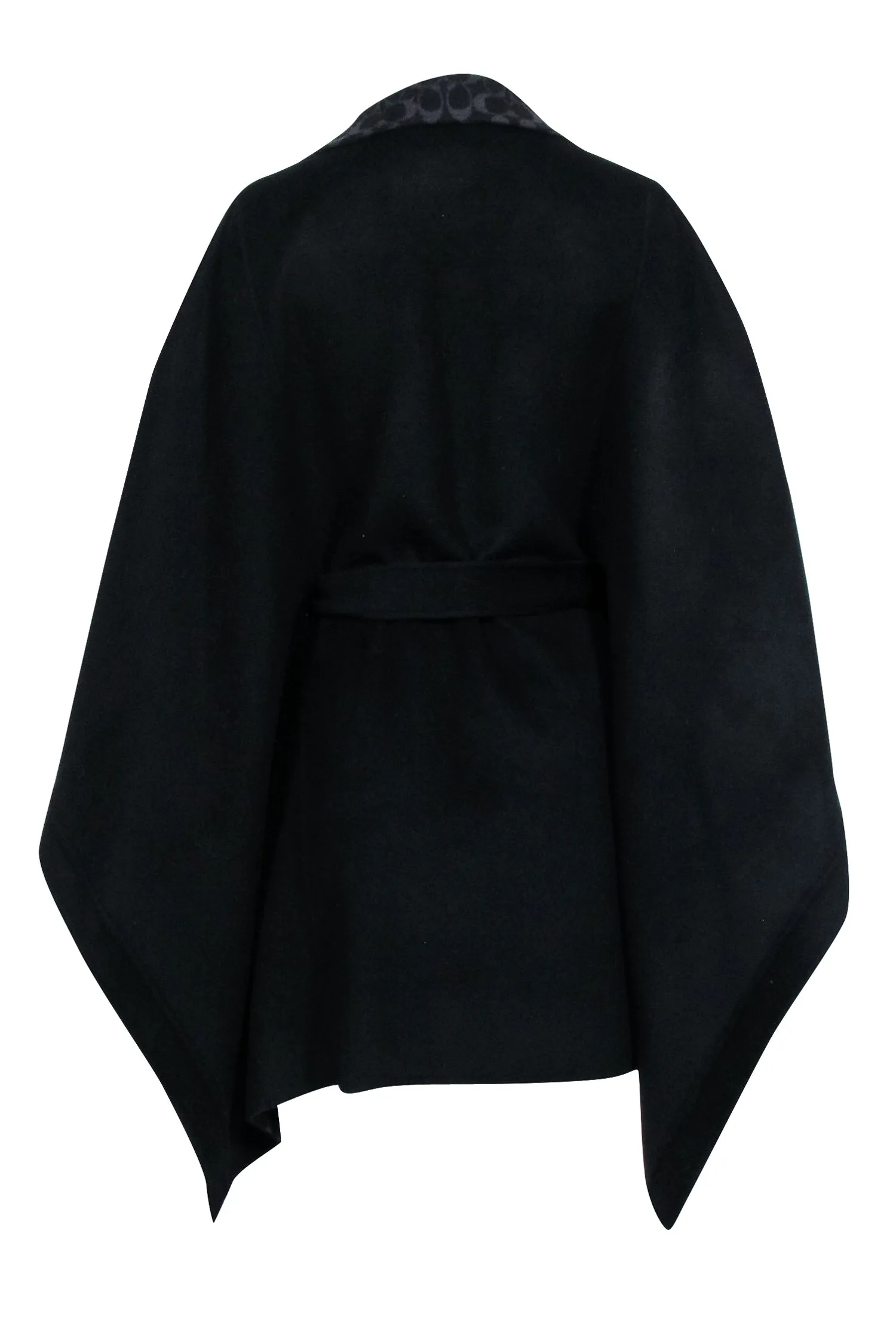 Coach - Black & Grey Wool Blend Double Face Cape Sz M/L