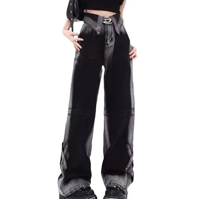 Colour-Matching Striped Wide-Leg Jean