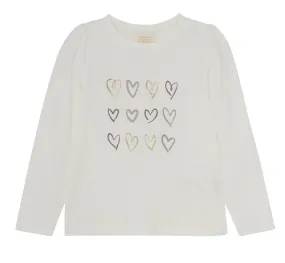 Creamie Girls Purple & Gold Hearts Long Sleeved Shirt: Size 2 to 6 Years