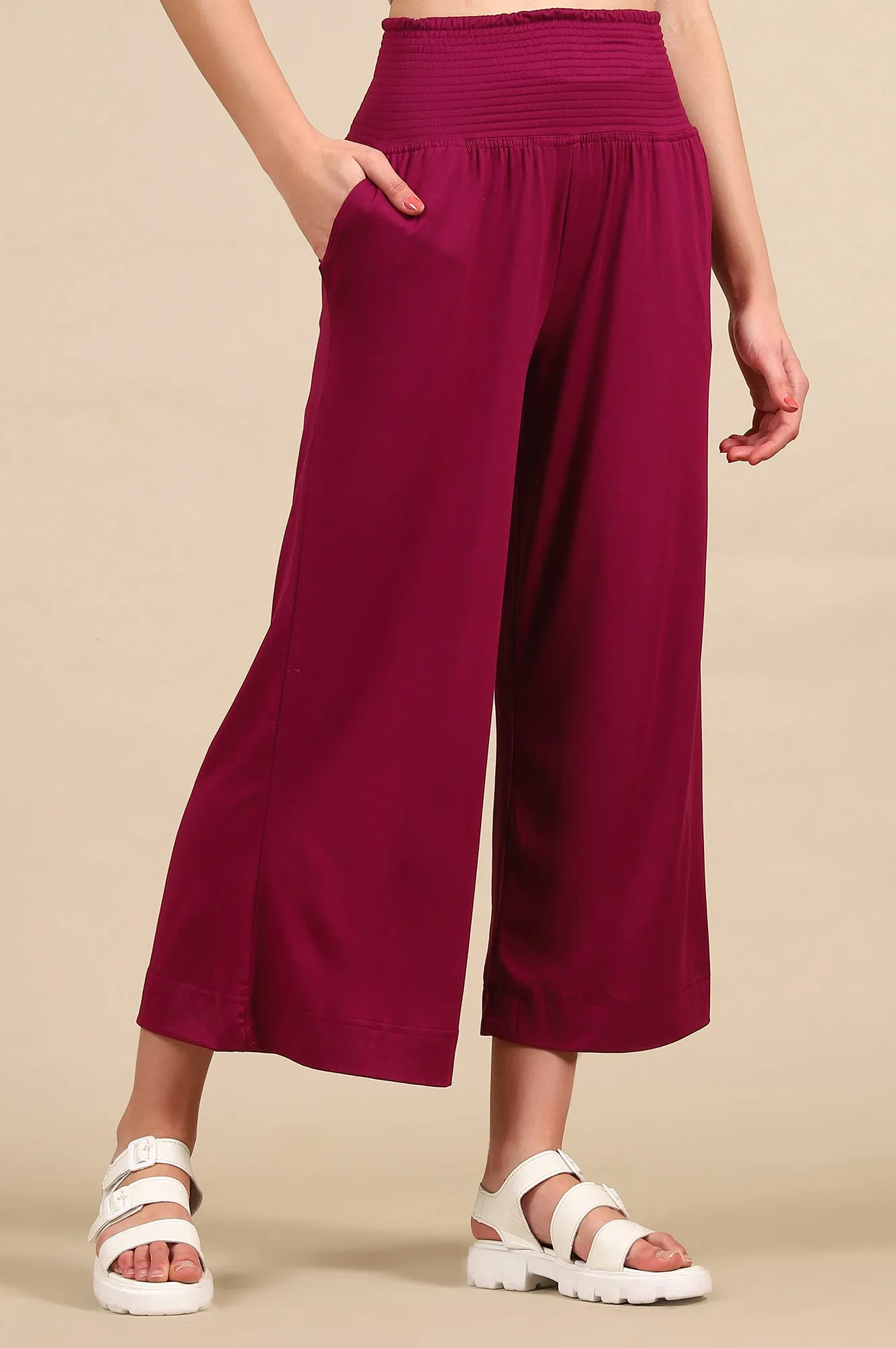 Deep Purple Smoked High Waisted Flared Pants