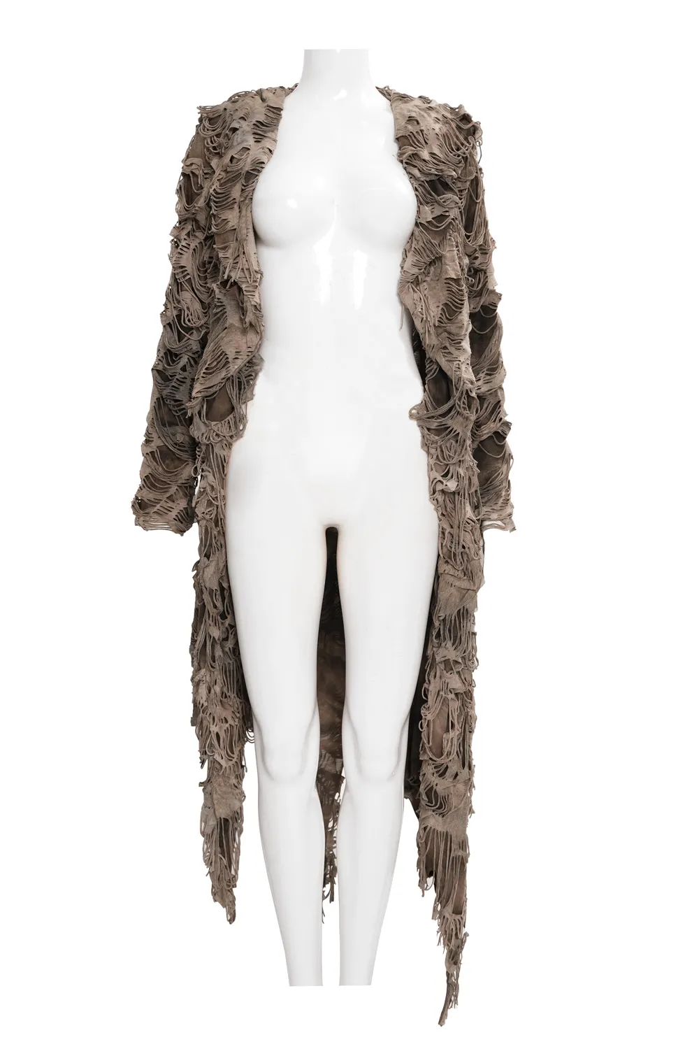 Distressed Hooded Duster Cape with Grunge Layers