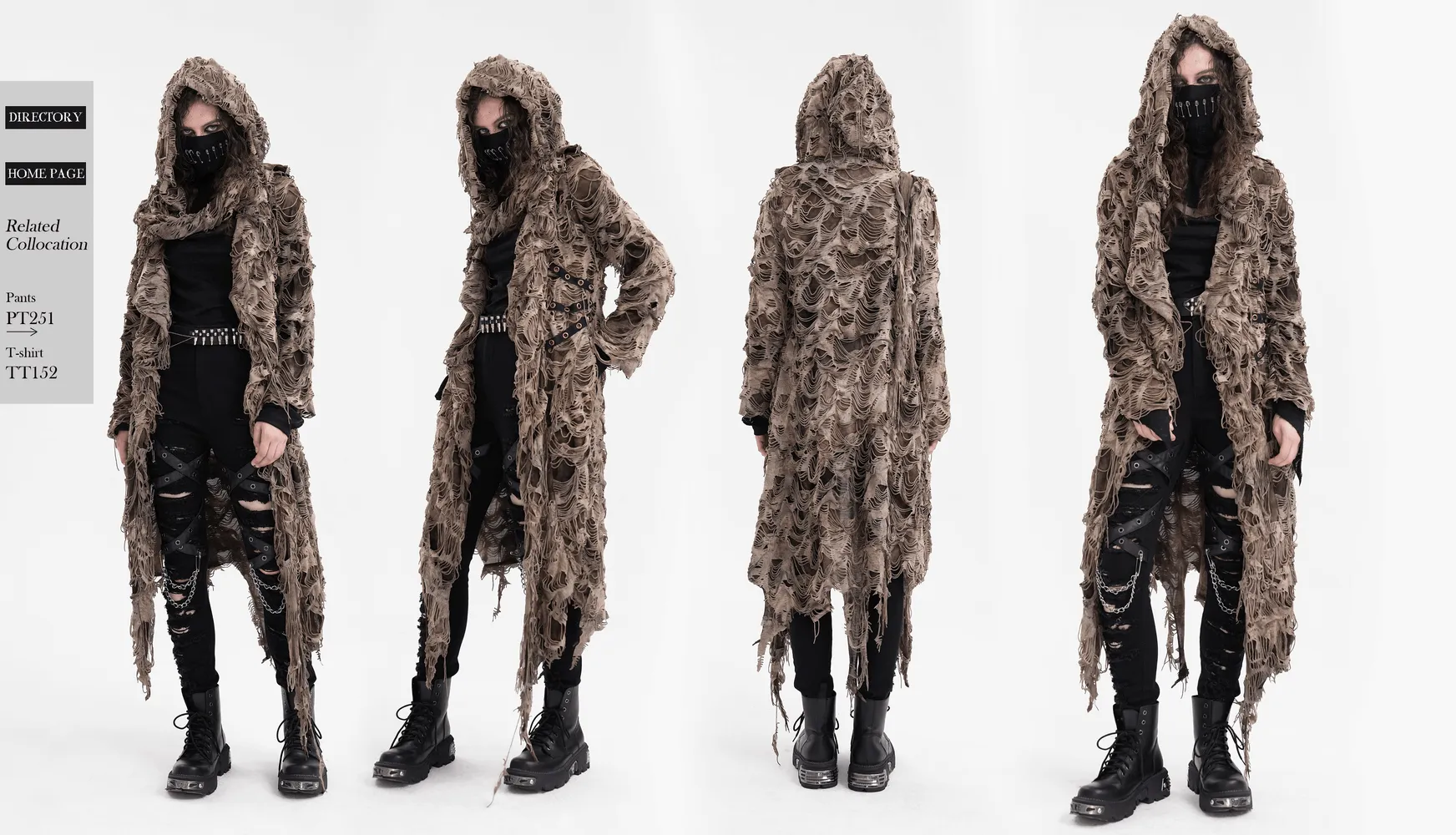 Distressed Hooded Duster Cape with Grunge Layers