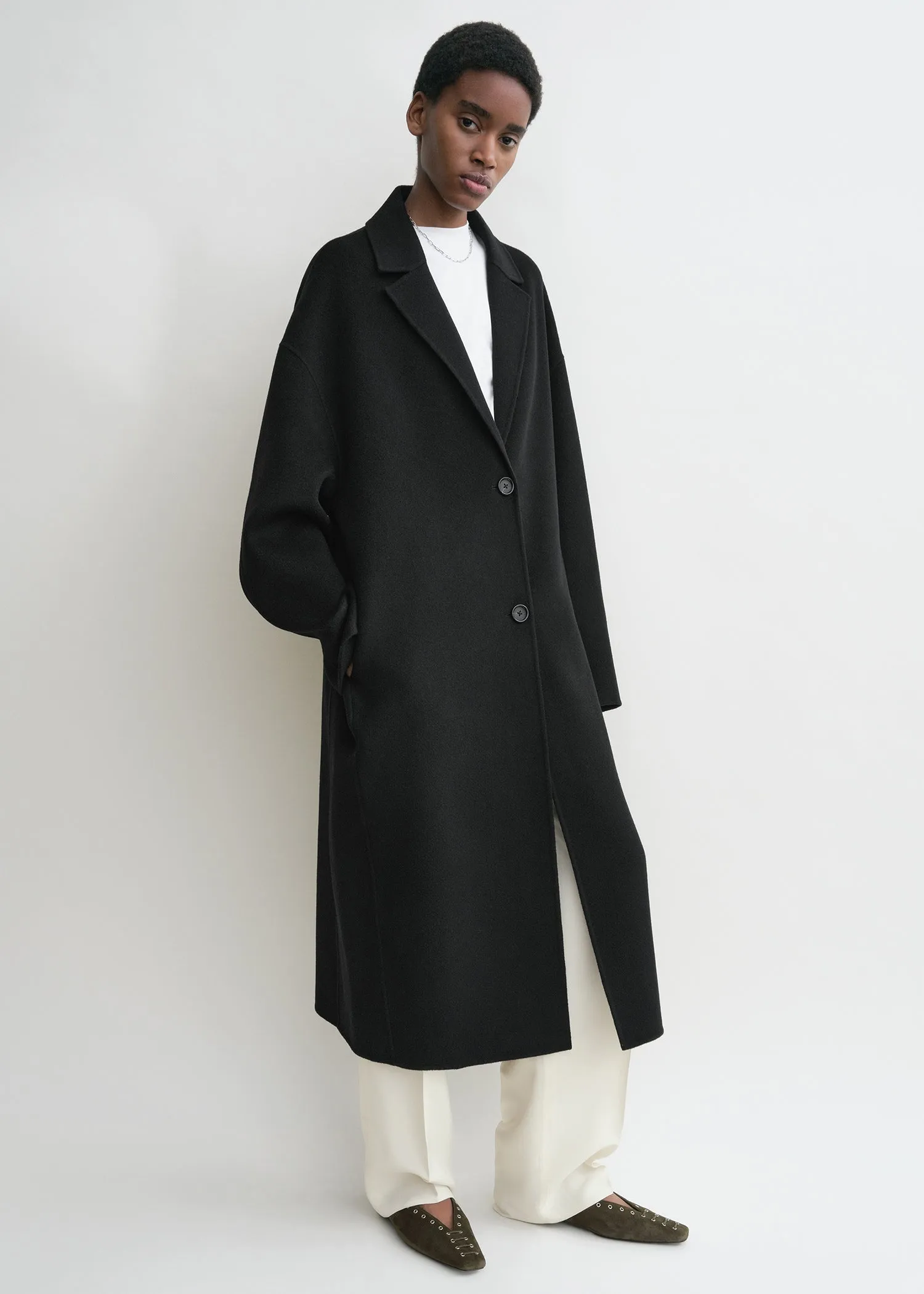 Doublé cocoon coat black