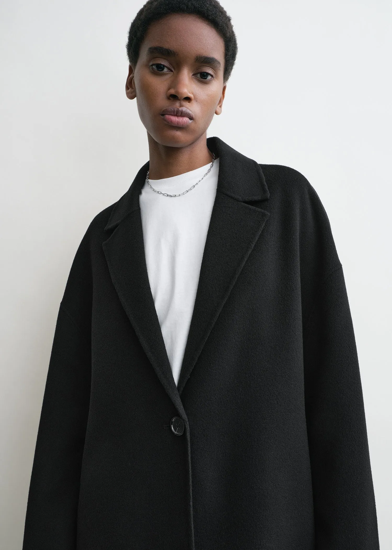 Doublé cocoon coat black