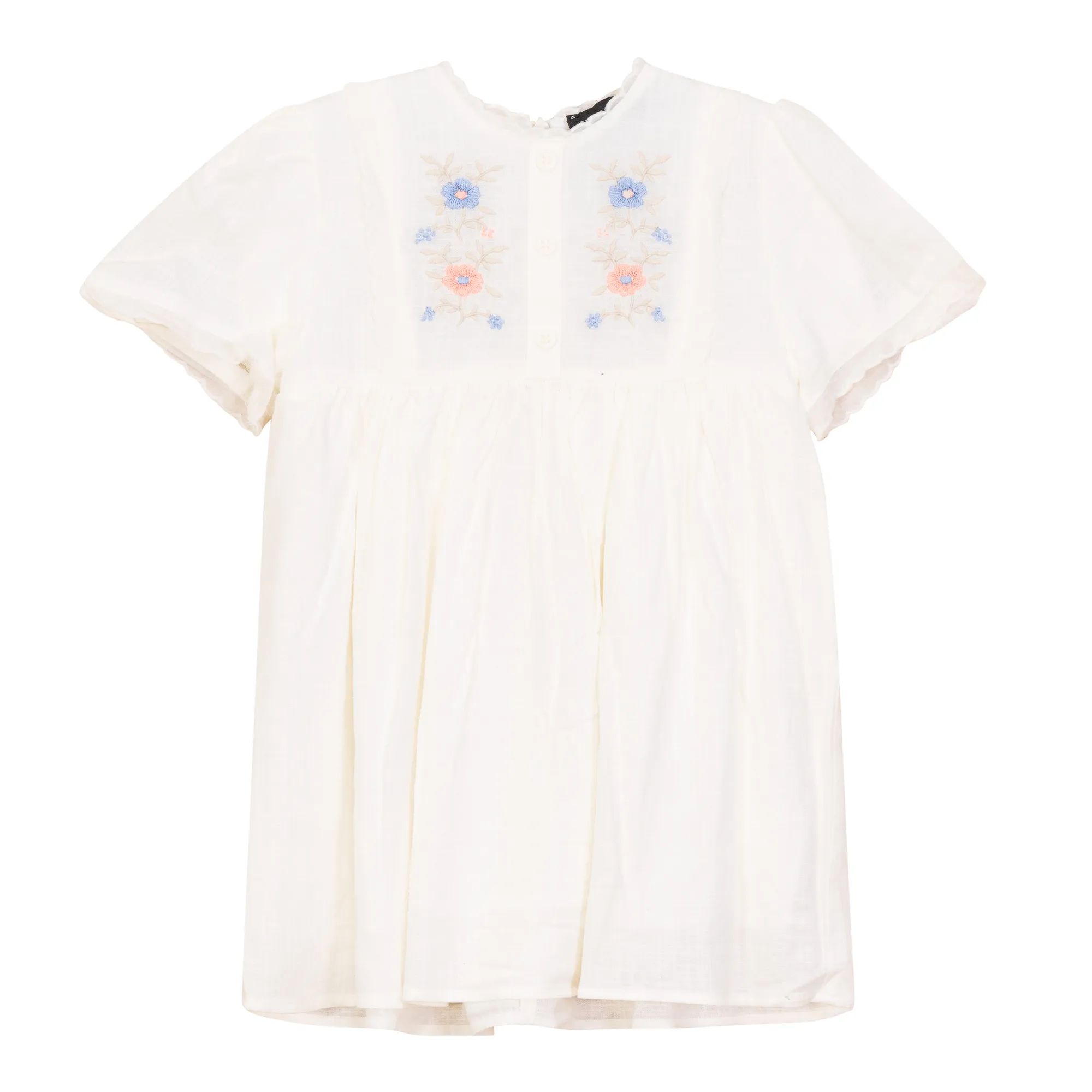 dress embroidered scalloped cape - off white
