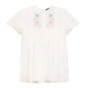 dress embroidered scalloped cape - off white