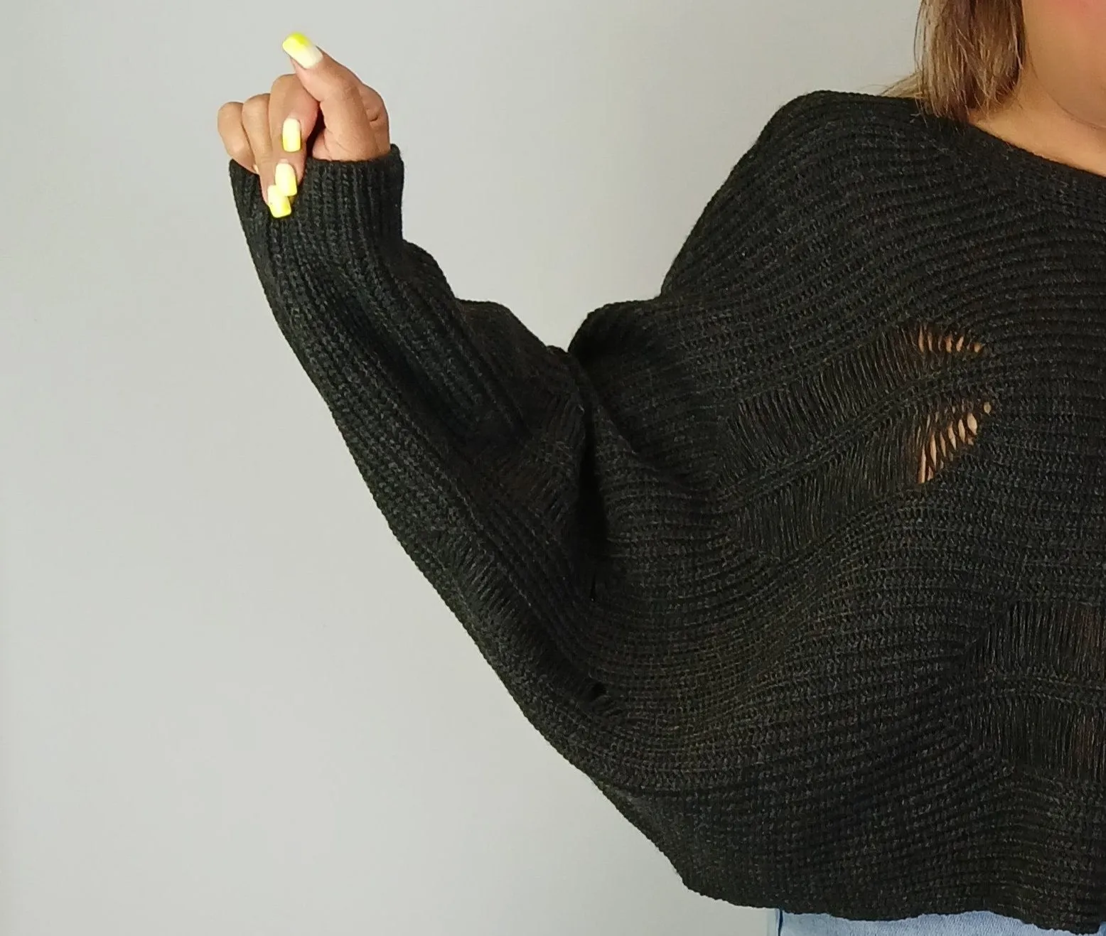 Drop Stitch Oversized Sweater (D9341) Phantom