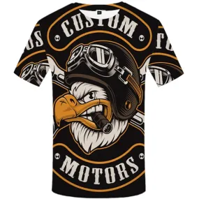 Eagle T-shirt Men Animal Tshirts Cool Yellow Shirt Print Short Sleeve Punk Rock