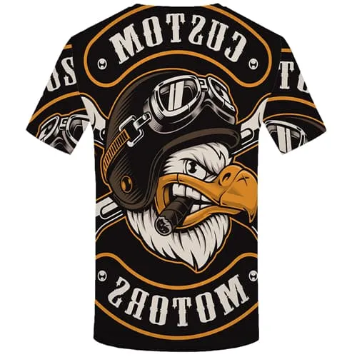 Eagle T-shirt Men Animal Tshirts Cool Yellow Shirt Print Short Sleeve Punk Rock