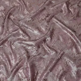 Elegant Pink and Silver Synthetic Brocade Fabric with Floral Design - 140 cm Width-D19790