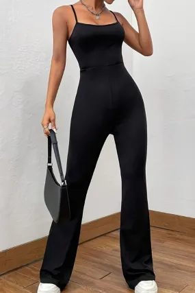 Elegant Square Neck Spaghetti Strap Jumpsuit