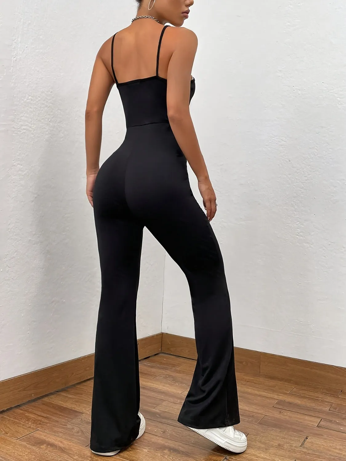 Elegant Square Neck Spaghetti Strap Jumpsuit