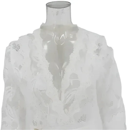 Elegant Women's White Lace V-Neck Long Sleeve Jumpsuit – Y2K Style Romper for Party or Work