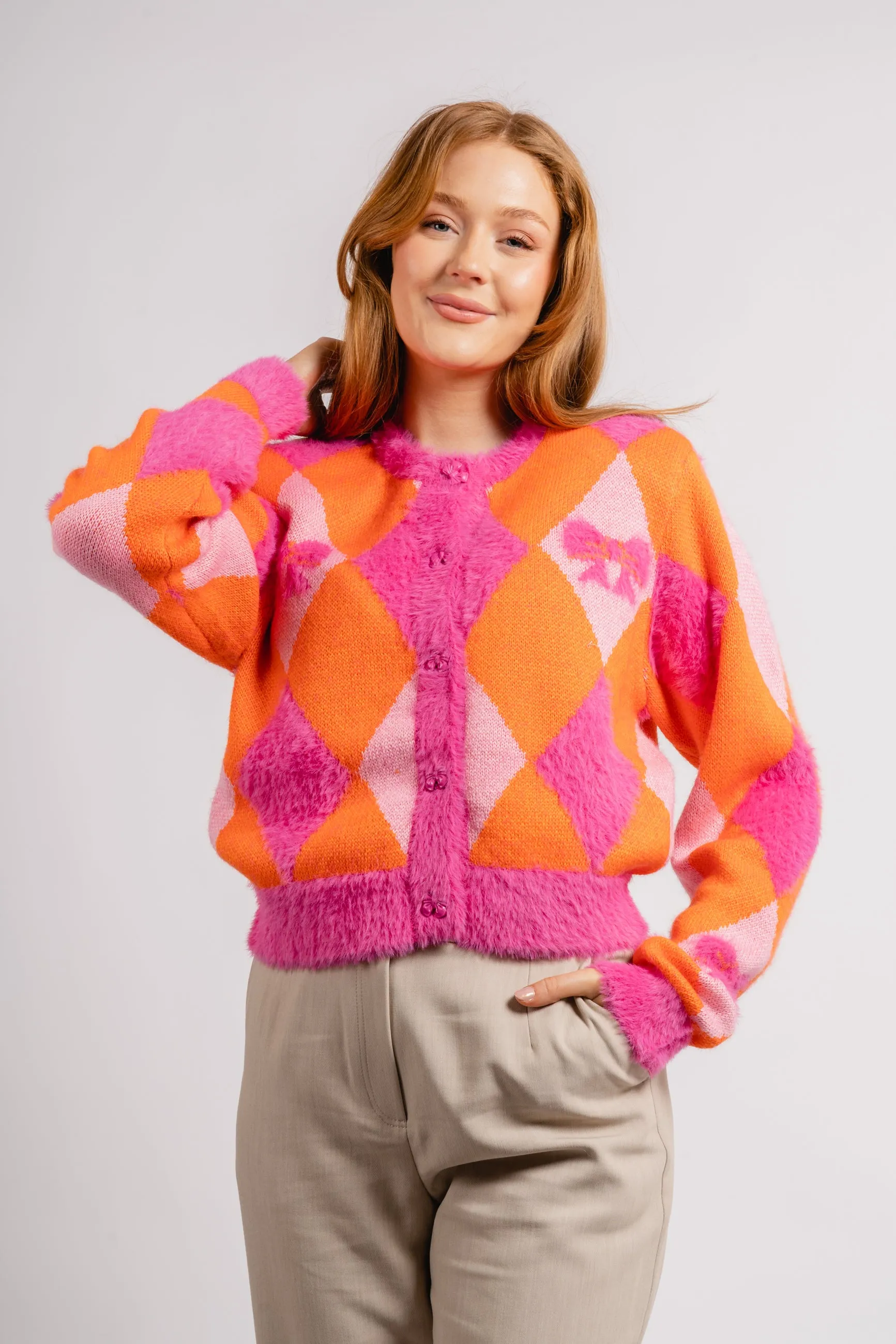 Emma Cardigan - Harlequin Orange