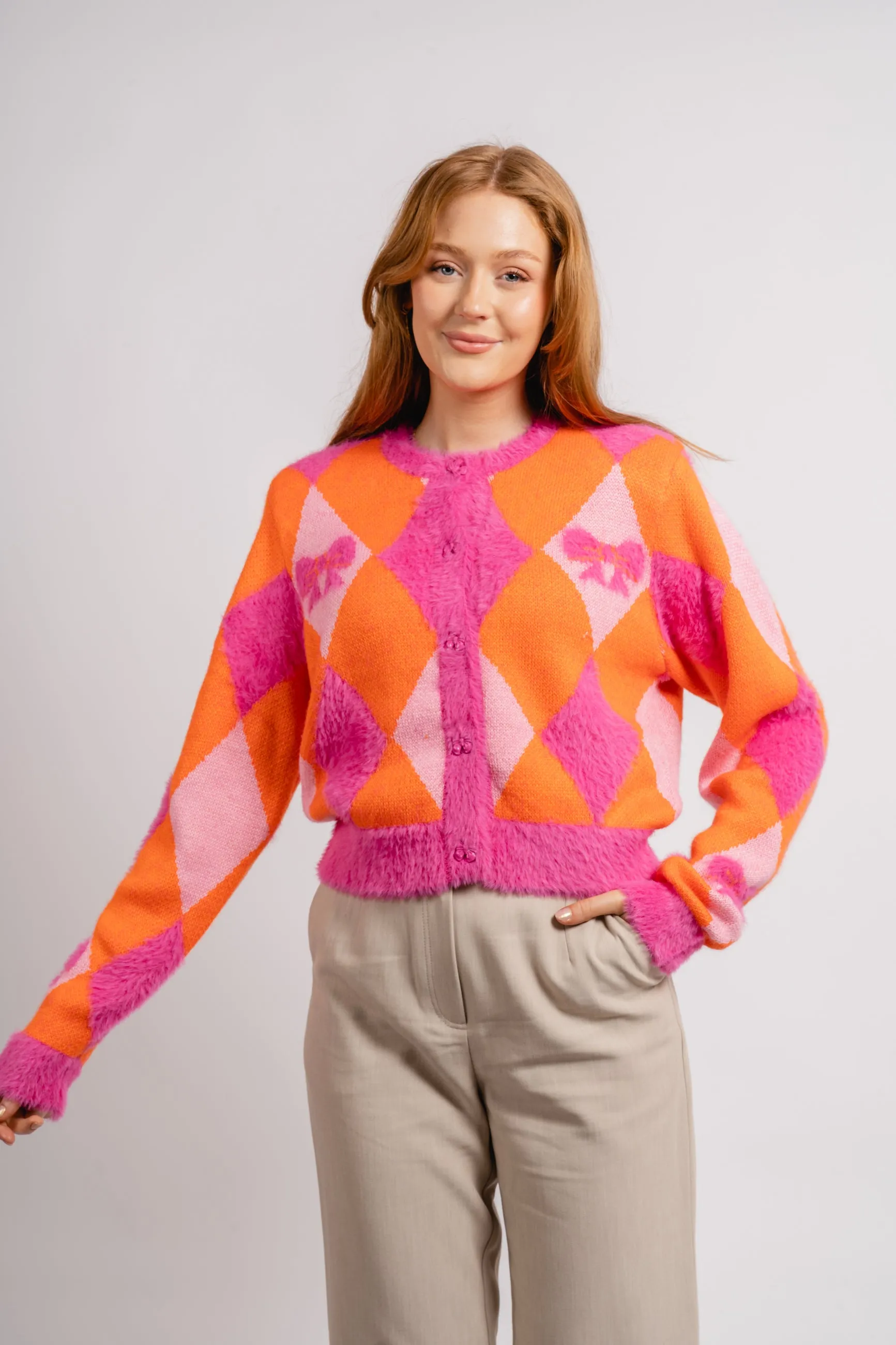 Emma Cardigan - Harlequin Orange