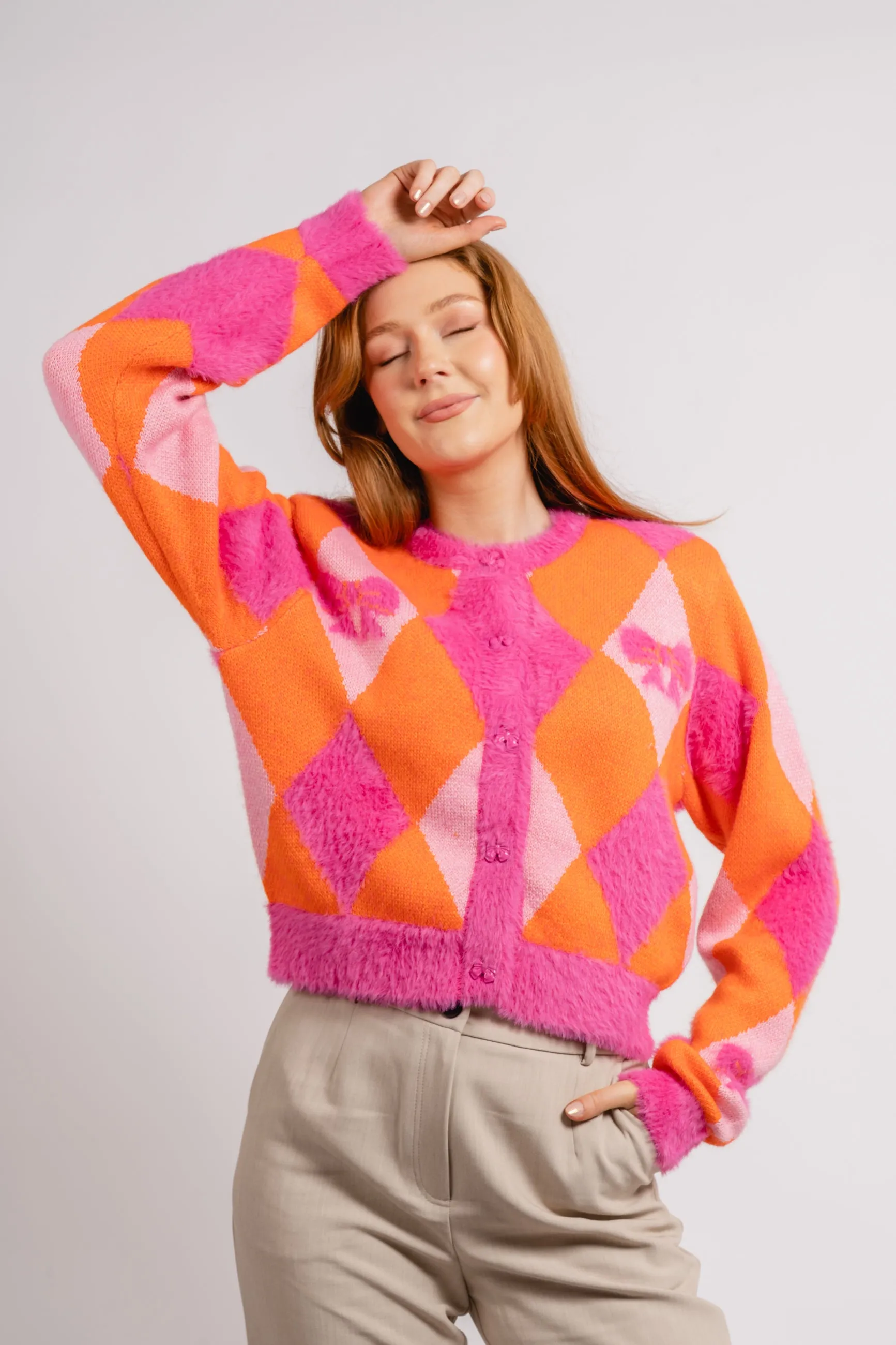 Emma Cardigan - Harlequin Orange