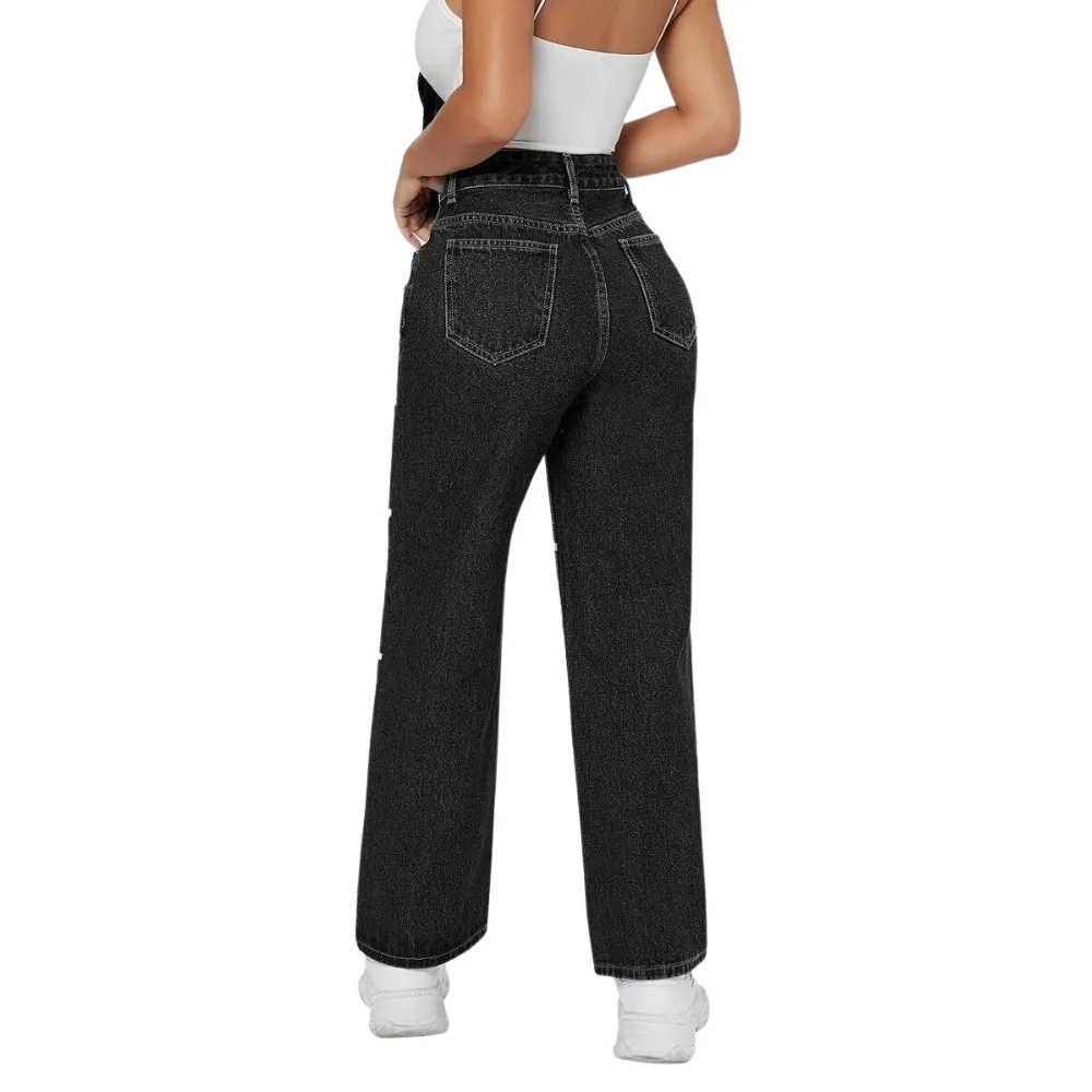 Emoji Printed Loose Wide Leg Jeans