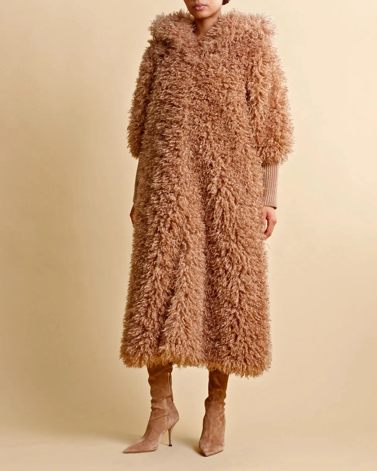 Faux Fur Coat - Camel