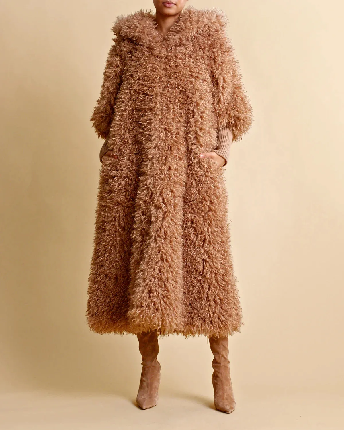Faux Fur Coat - Camel