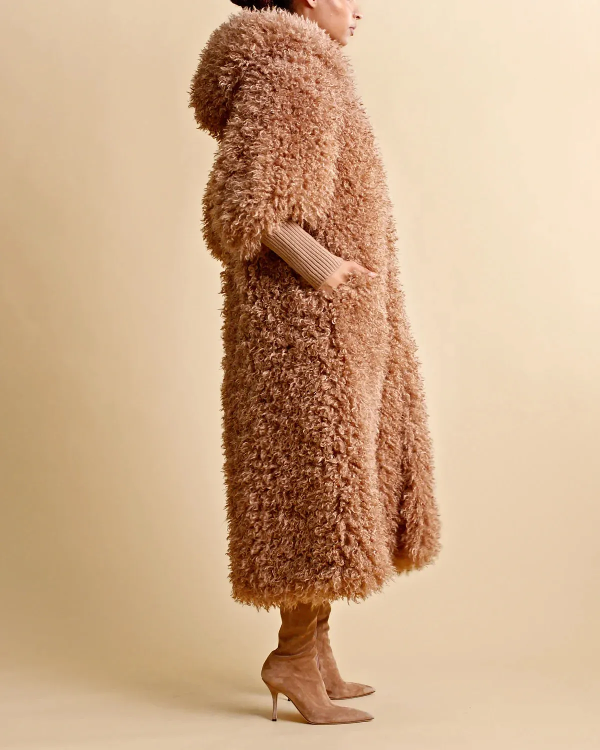 Faux Fur Coat - Camel