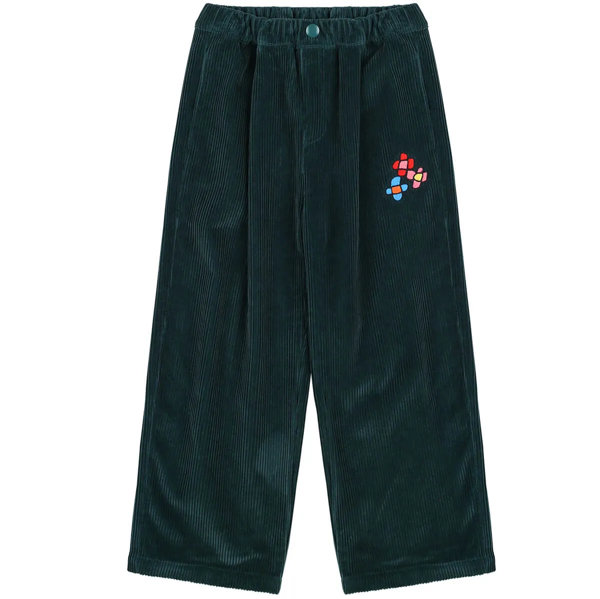 Flower Corduroy Pants in Green by Jelly Mallow - Last Ones In Stock - 4-7 Years