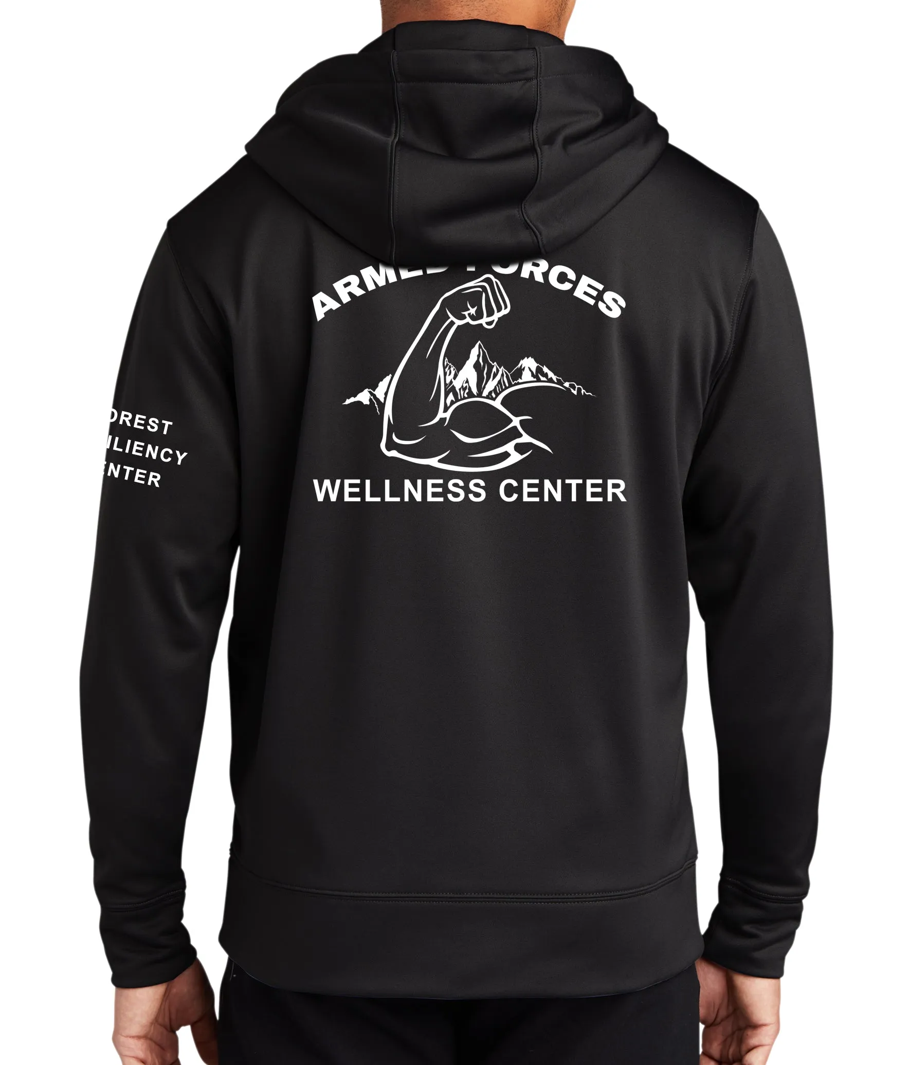 Full Zip Polyester Hoodie Unisex Sweatshirt. Art on Back