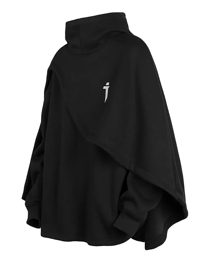 Functional Fake Two-piece Unisex Techwear Cape Hoodie