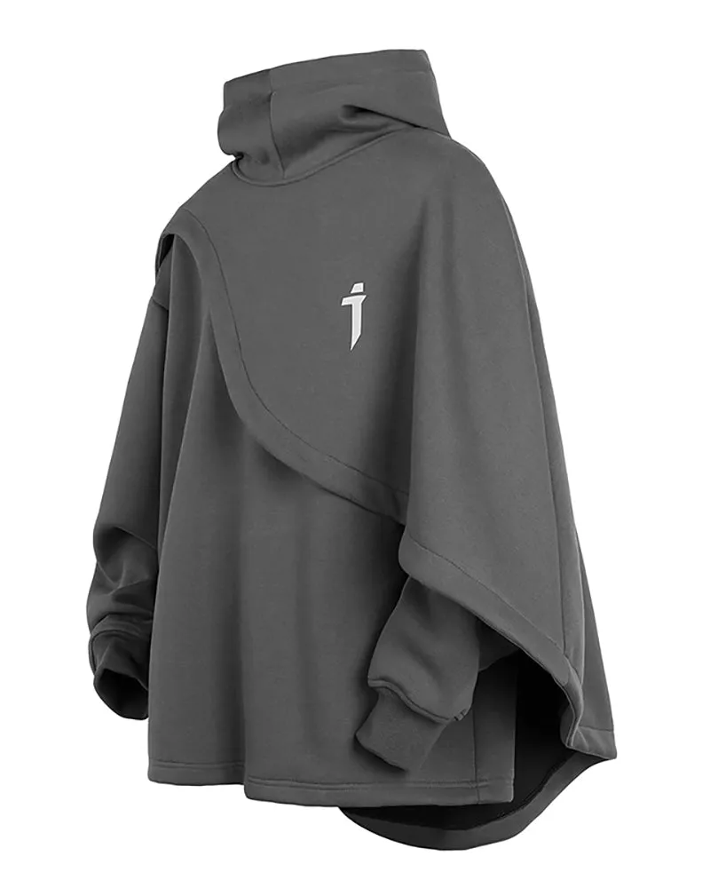 Functional Fake Two-piece Unisex Techwear Cape Hoodie