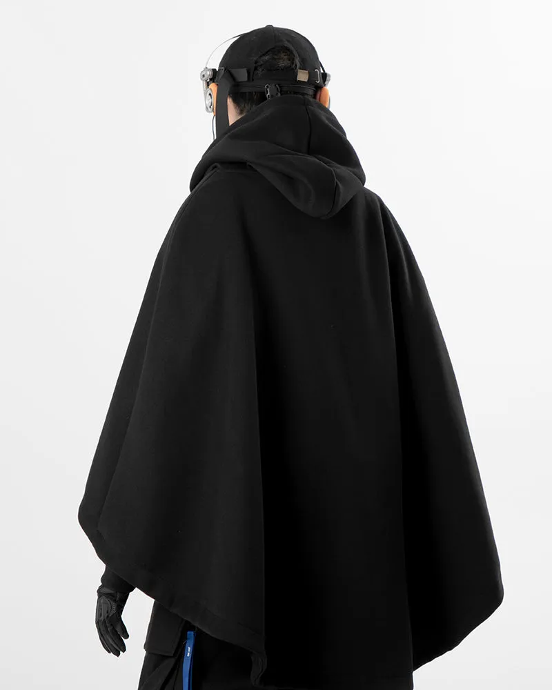 Functional Fake Two-piece Unisex Techwear Cape Hoodie