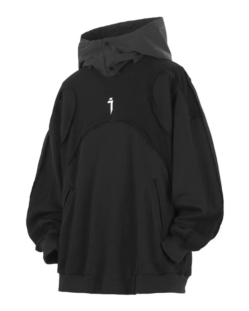 Functional Street Washed Patchwork Hoodie