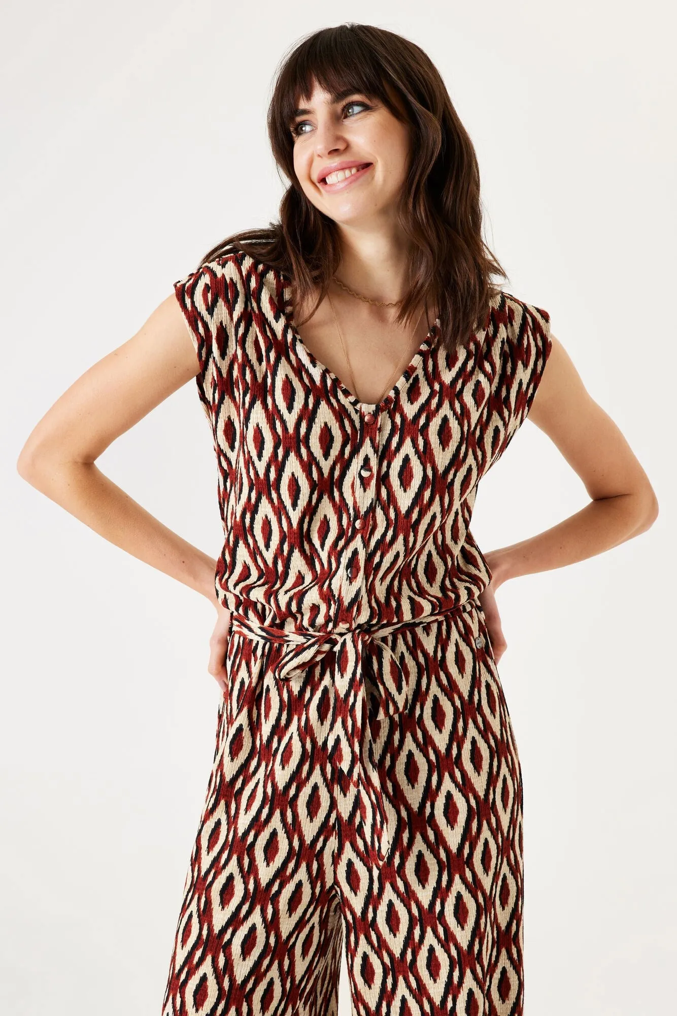 Garcia Jacquard Diamond Print Jumpsuit