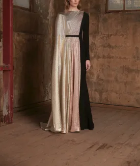 Georgette Irisee & Crepe Tri-Colored Dress