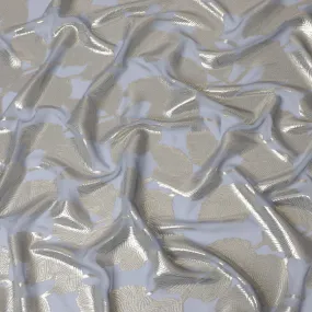 Gleaming Silver Leaf Silk Chiffon Fabric with Metallic Lurex, 110cm Wide – Exquisite for Dressmaking-D18382