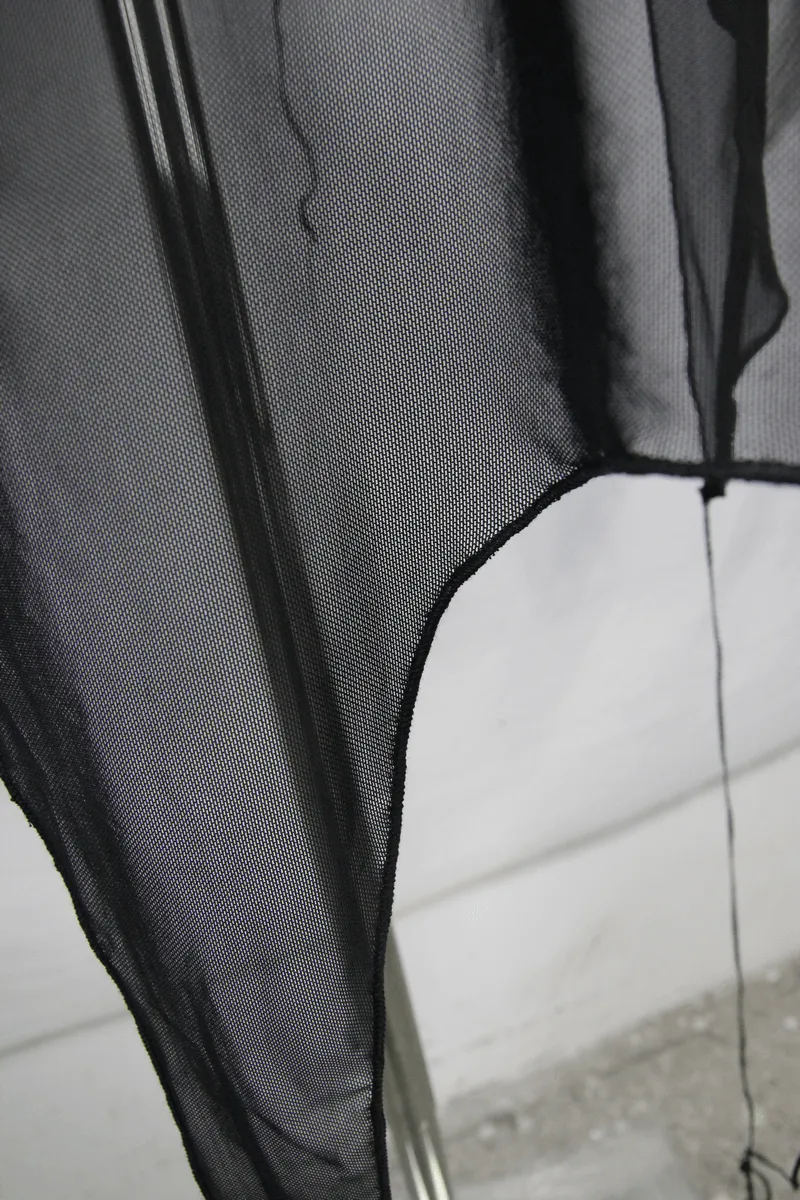 Gothic Bat Style Hooded Mesh Cape / Women's Black Asymmetrical Hem Cape