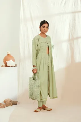 Green cotton and linen jacket co-ord set