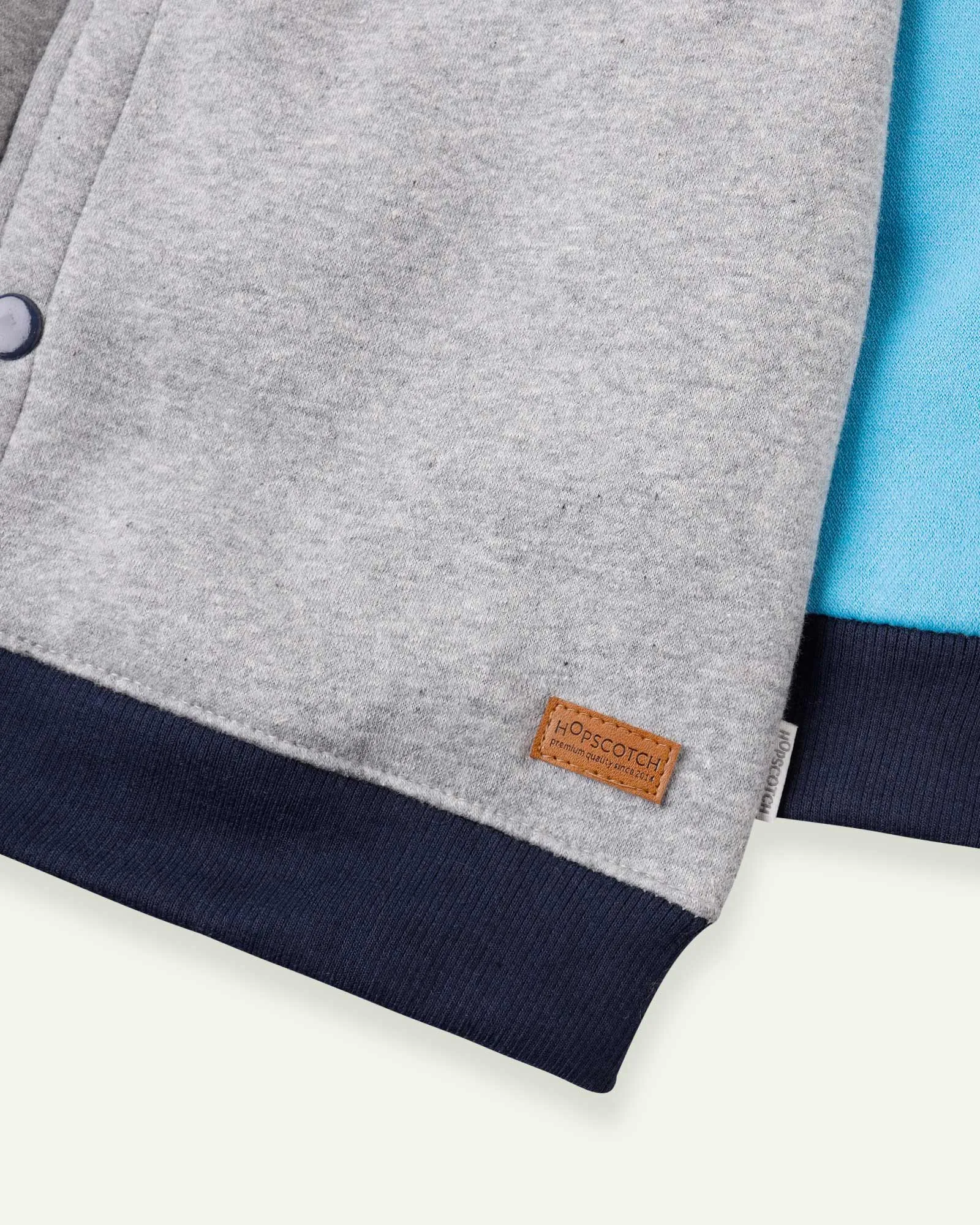Grey and Blue Raglan Baseball Jacket