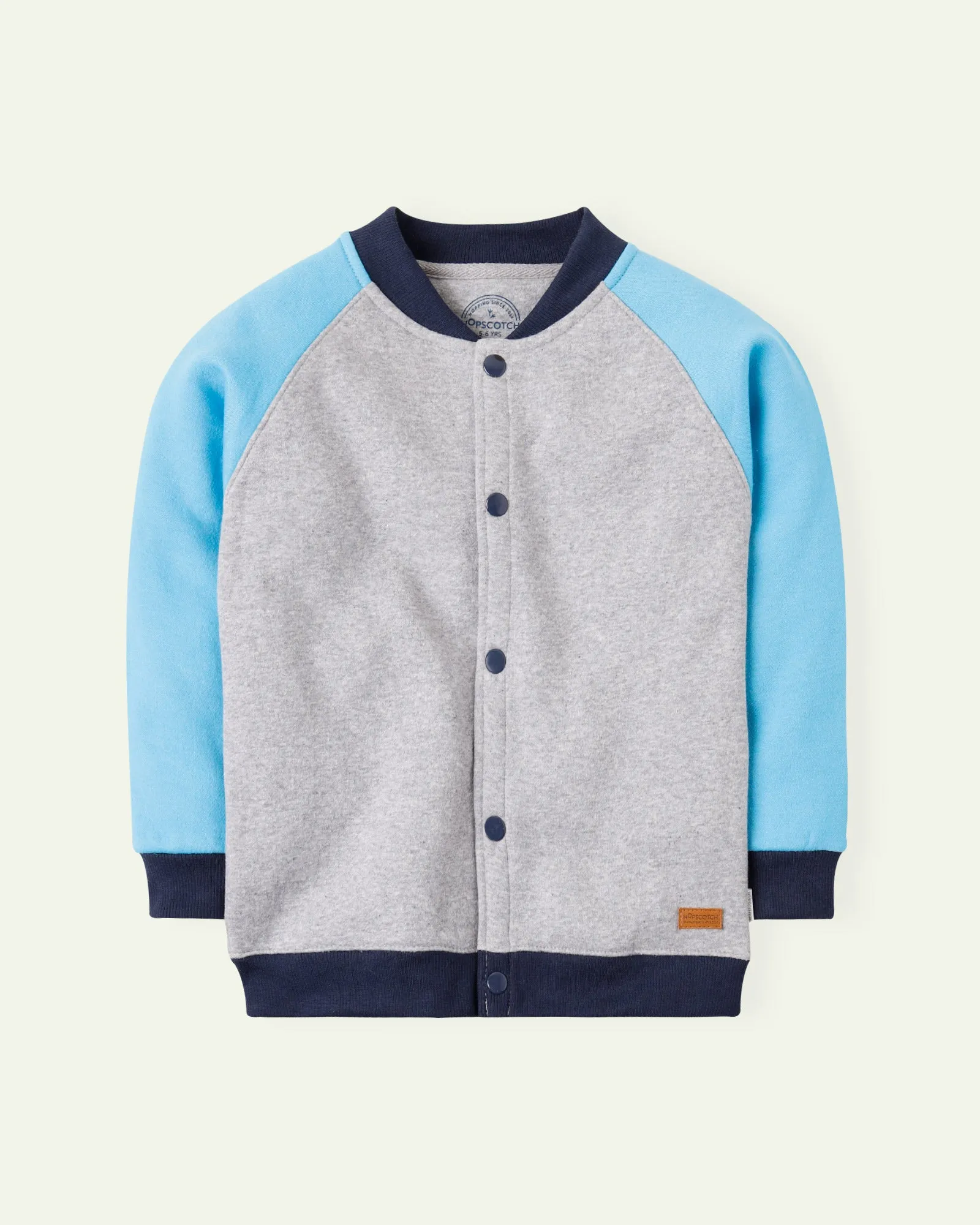 Grey and Blue Raglan Baseball Jacket