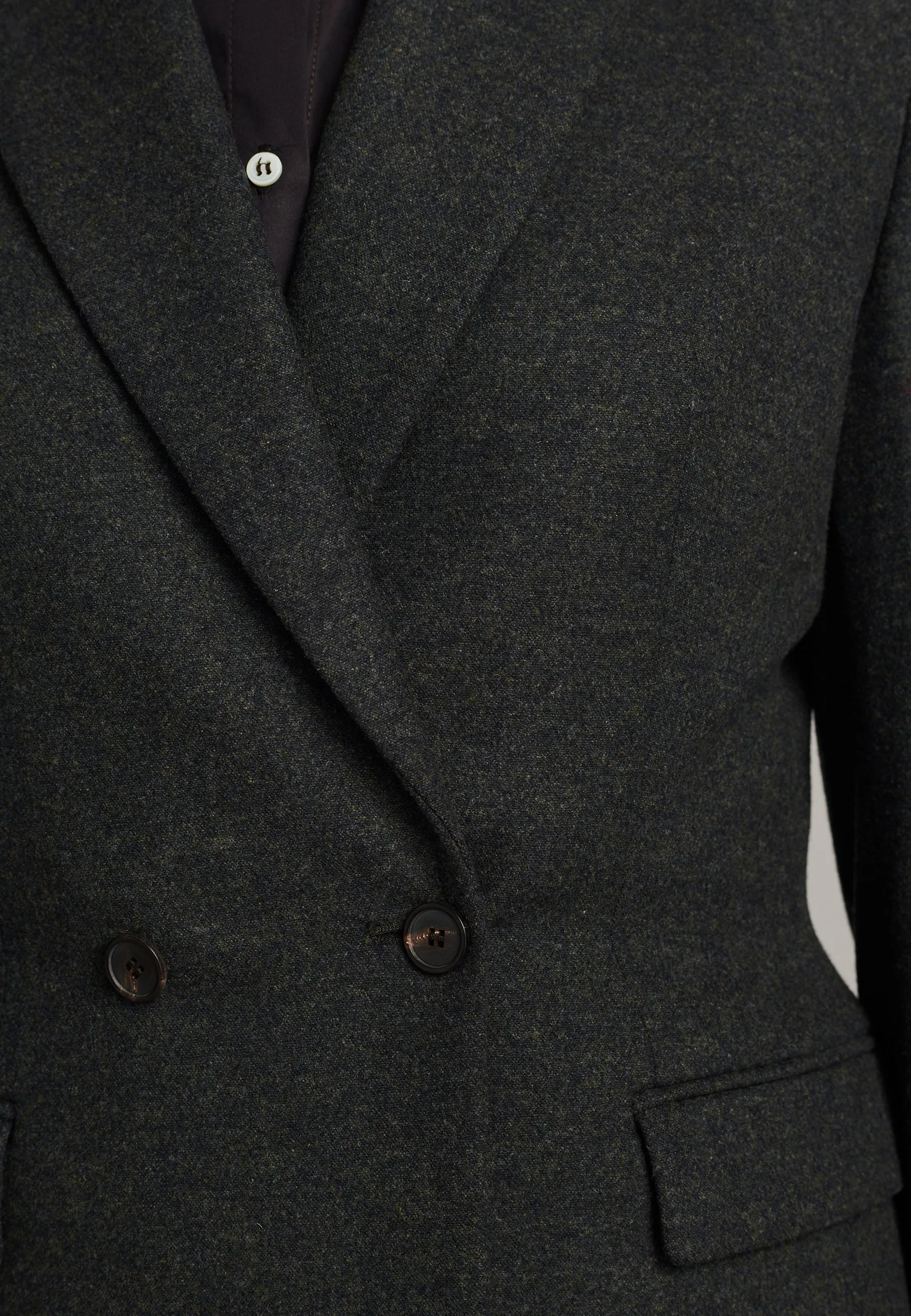 Hammer double-breasted flannel dark green blazer