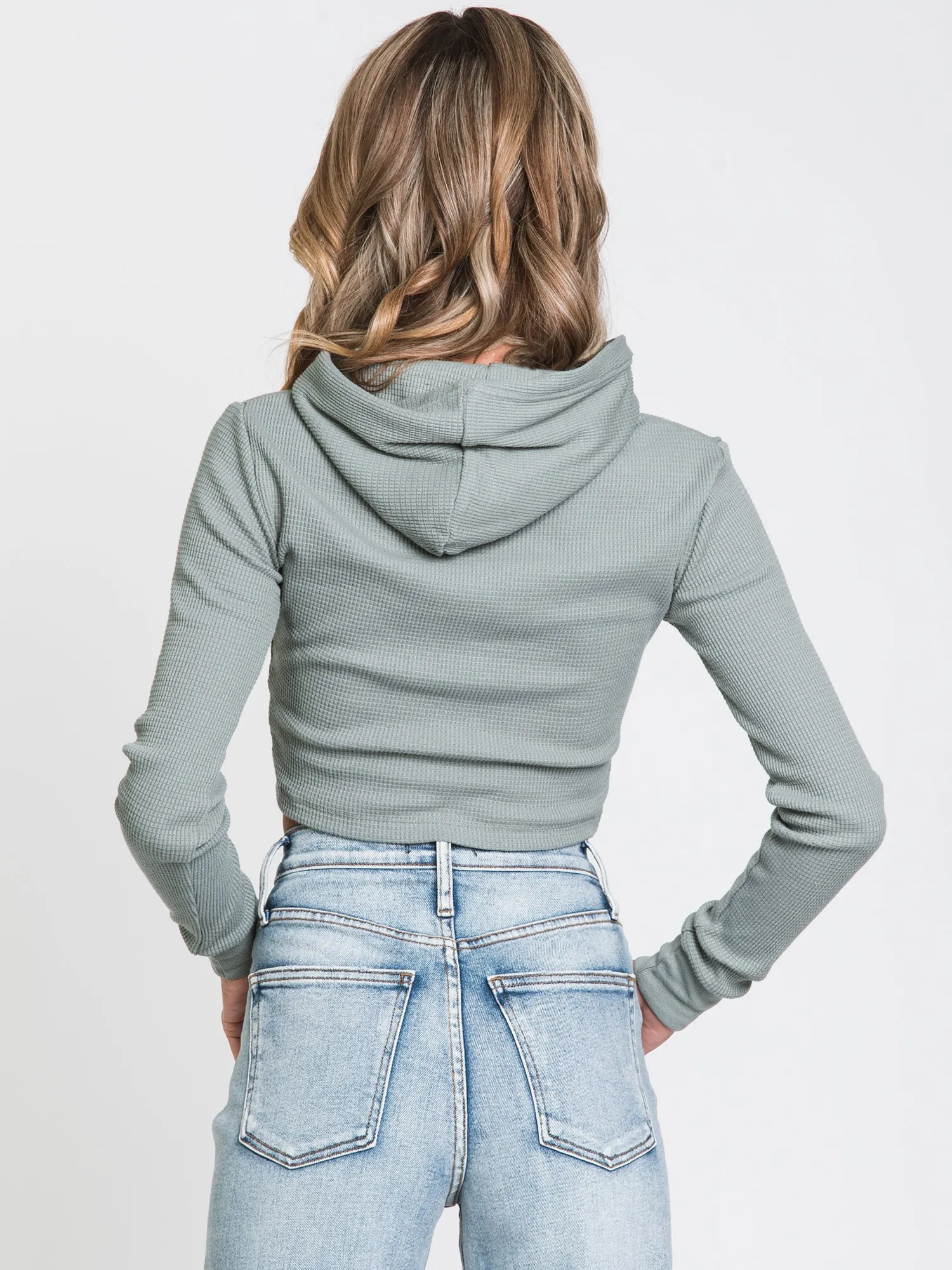 HARLOW WAFFLE SLIM HOODIE - CLEARANCE