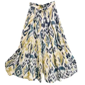 High-Rise Flared Pants - Phenom Ikat Blue Grey and Yellow