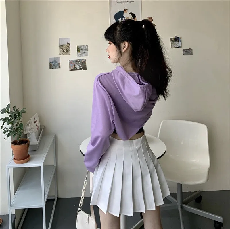 Hip hop short hoodie hooded balero loose fit cape coat cropped sweatshirt tee streetwear